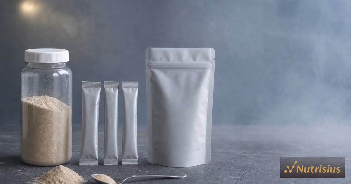 Perbandingan botol, sachet, dan pouch untuk kemasan minuman serbuk di satu bingkai